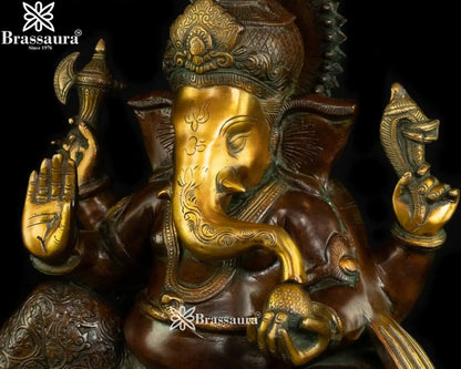 Brass Ganesha Statue Weight 15 Kg And Height 16 Inch
