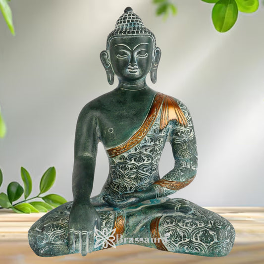 Brass Bhumisprasa Artistic Buddha Weight 4.7 kg & Height 11 Inch