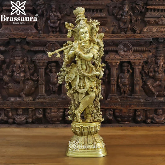 Brass Royal Gold Krishna Murti Weight 15.5 Kg And Height 30 Inch