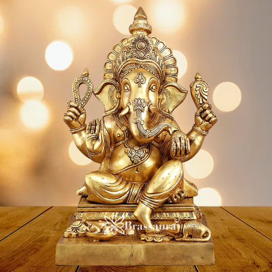 Brass Super fine Lotus Ganesha Weight 12 Kg & Height 12 Inch