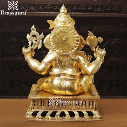 Brass Golden Big Ganesha Weight 111.2 Kg & Height 33 Inch