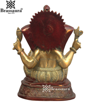 Brass Antique Ganesha Weight 6.8 Kg & Height 11 Inch