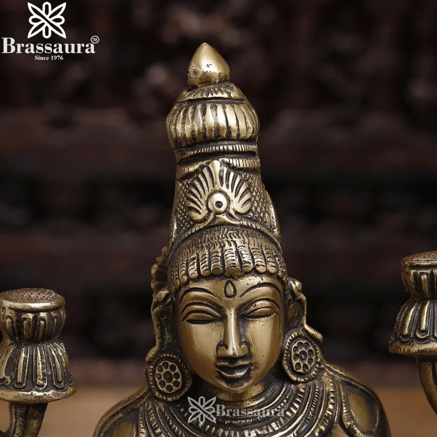 Brassaura™ Classic Brass Laxmi Statue – Height 12 Inches & Weight 4.3 Kgs | Puja Room Idol
