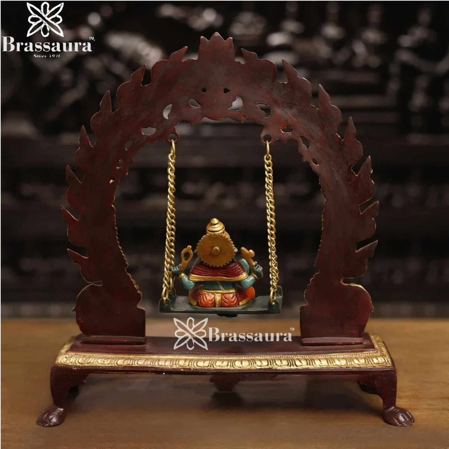 Brass Artistic Ganesha Jhula Weight 5.5 Kg & Height 15 Inch