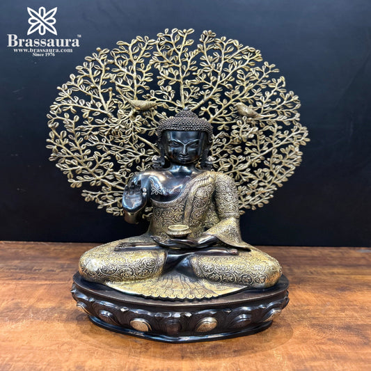 Brass Tree Buddha Weight 32 Kg & Height 29 Inch