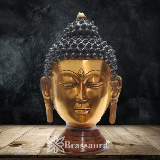Brass Buddha Head Weight 10 Kg & Height 16 Inch