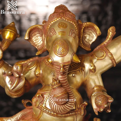 Brass Dancing Ganesha Weight 64.3 Kg & Height 40 Inch