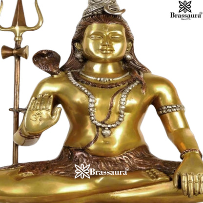 Brassaura™ Premium Brass Lord Shiva Idol – Height 22 Inches & Weight 15 Kgs | Spiritual Use