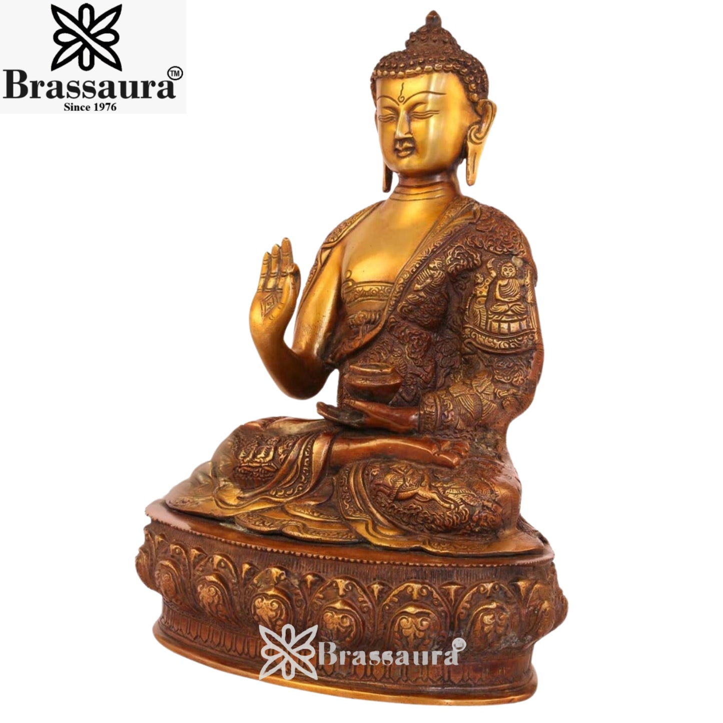 Brass Vintage Buddha Weight 7.3 Kg & Height 14 inch
