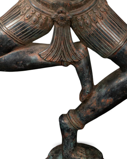 Bronze Antique Dancing Shiva With 10 Hand Statue Weight 12 Kg And Height 28.5 Inch