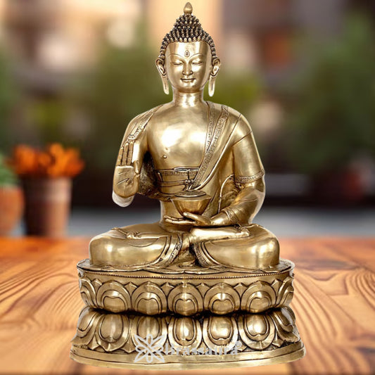Brass Blessing Buddha Weight 48 kg & Height 38.5 Inch
