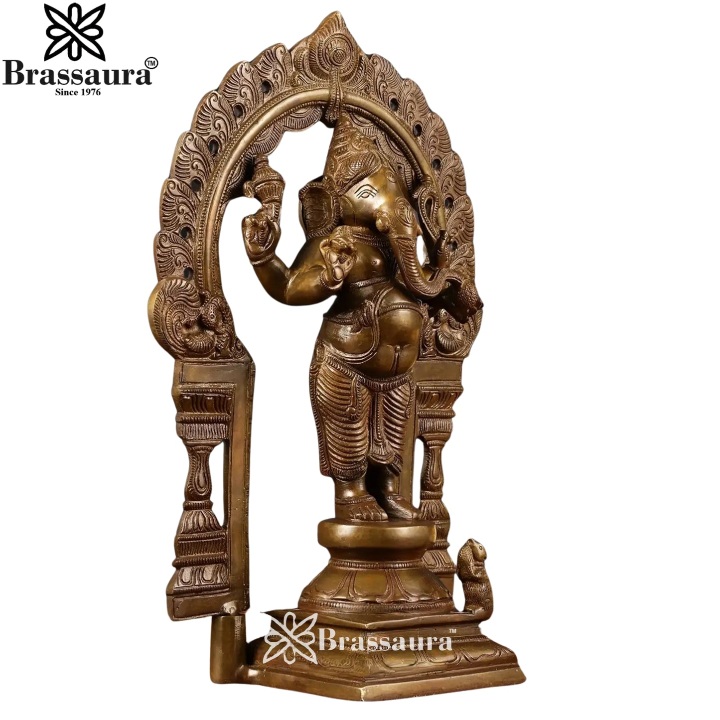 Brass Vintage Ganesha Statue Weight 5.6 Kg & Height 14 Inch