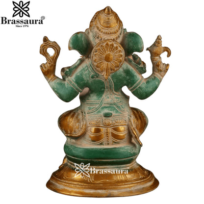 Brass Patina Ganesha Weight 4 Kg & Height 9.5 Inch