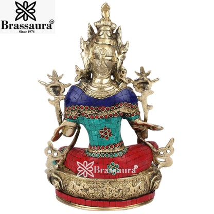 Brass Gem Stone Work Tara Weight 4.9 Kg & Height 13 Inch
