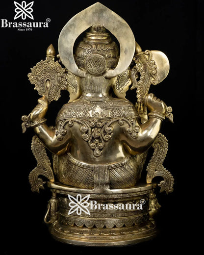 Brass Jewellery Work Ganesha Statue Weight 30 Kg And Height 22.5 Inch
