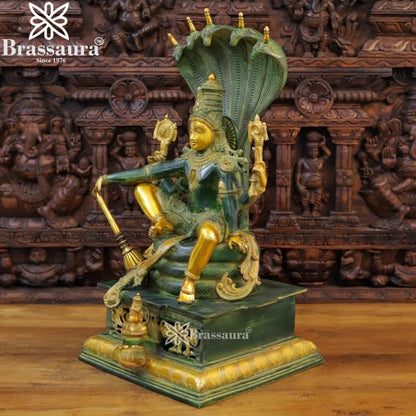 Brass Vishnu On Sheshnaag Statue Weight 34.76 Kg And Height 29 Inch