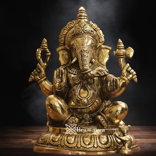Brass Ganesha Statue Weight 5.7 Kg And Height 11 Inch
