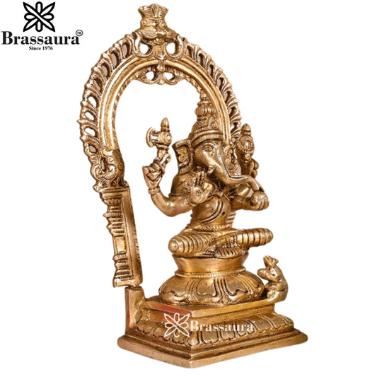 ब्रासौर गणेश झूला पीतल की मूर्ति | पारंपरिक झूला डिजाइन जिसमें अलंकृत विवरण हैं | ऊँचाई 9.5 इंच