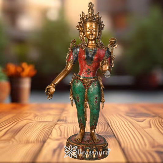 Brass Gem Stone Work Tara Weight 25 Kg & Height 40 Inch