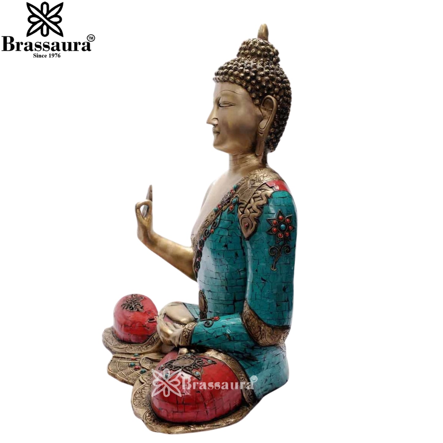 Brass Gem Stone Work Buddha Weight 22 Kg & Height 23 Inch