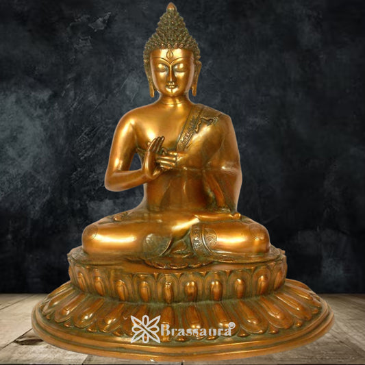 Brass Buddha Weight 18 Kg & Height 22.8 inch