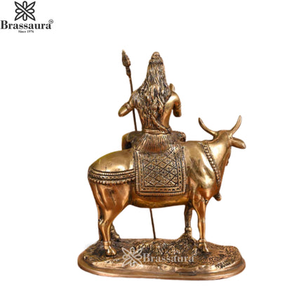 Brass Lord Shiva Sitting on Nandi Statue Weight 3.2 Kg And Height 8.5 Inch
