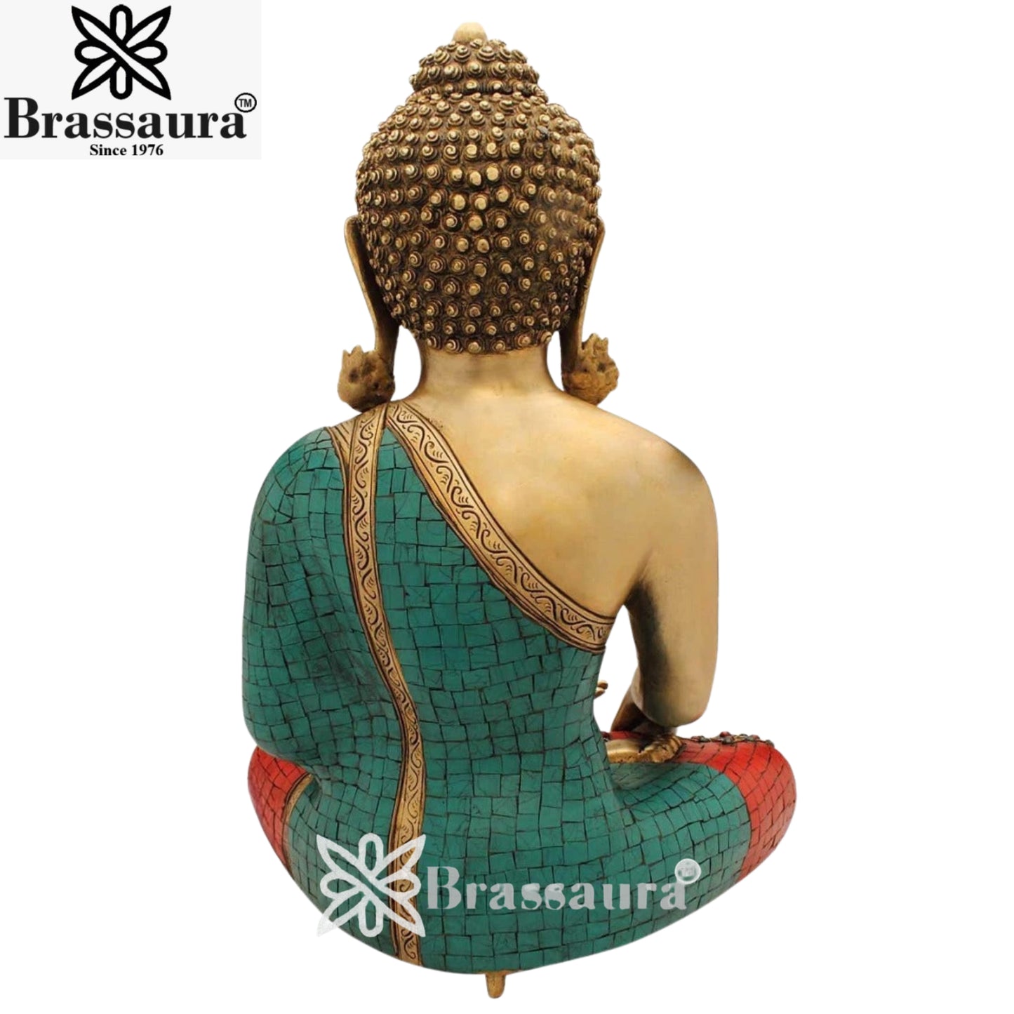 Brass Gem Stone Work Buddha Weight 17.3 Kg & Height 20 Inch