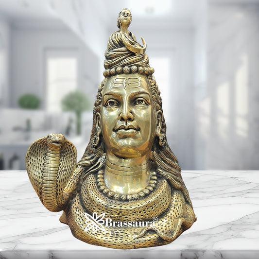 Brass Royal Golden Shiva Mukhlingam Weight 30Kg & Height 27 Inch