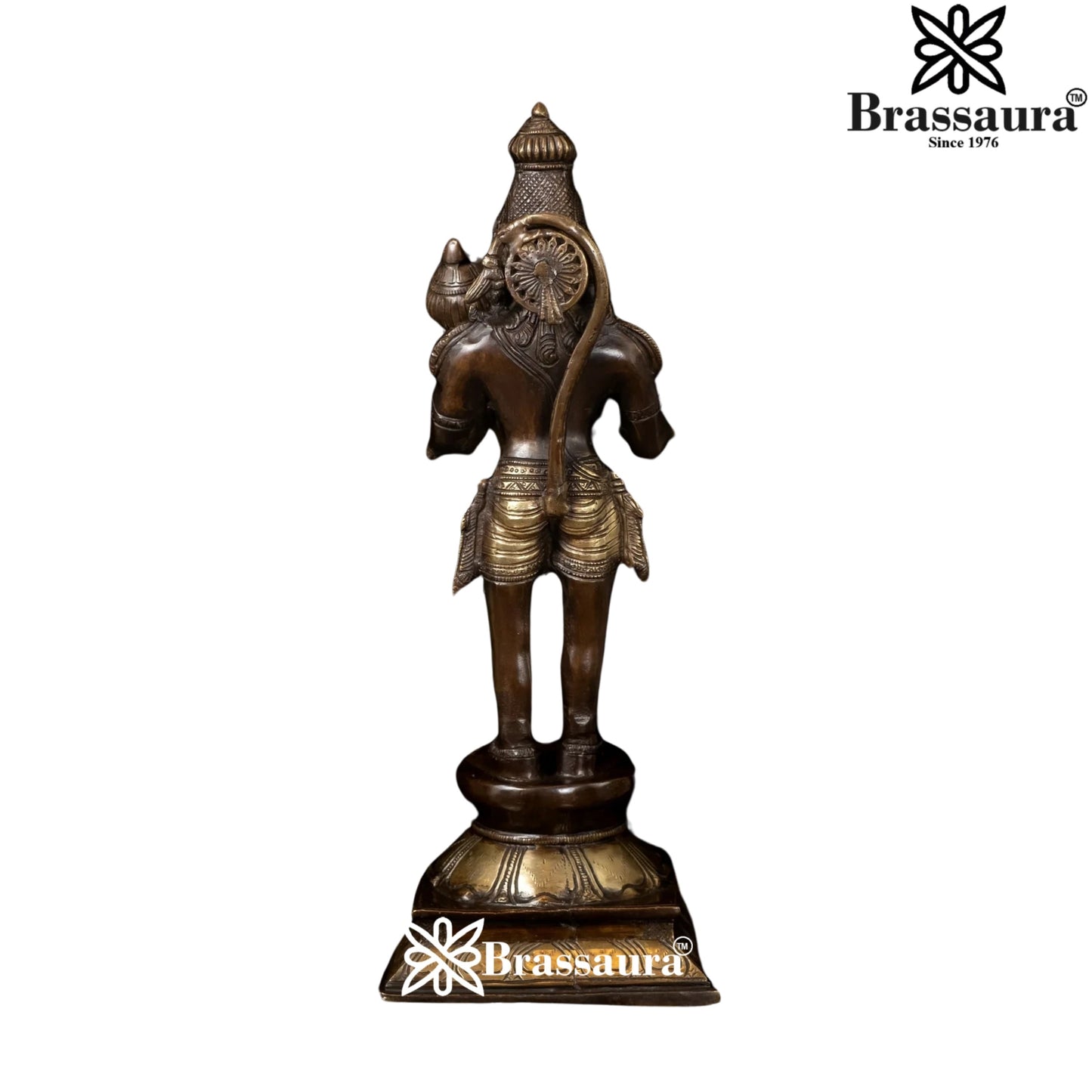 Brassaura™ Artistic Brass Hanuman Idol – Height 16 Inches & Weight 4.8 Kgs | Devotional Use