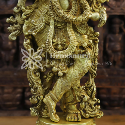 Brass Royal Gold Radha Krishna Murti Weight 30.94 Kg And Height 30 Inch