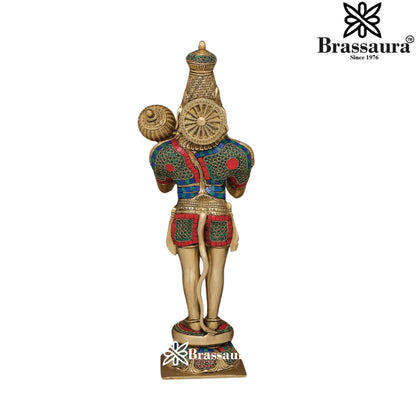 Brass Gem Stone Work Hanuman Statue Weight 9.2 Kg And Height 21 Inch