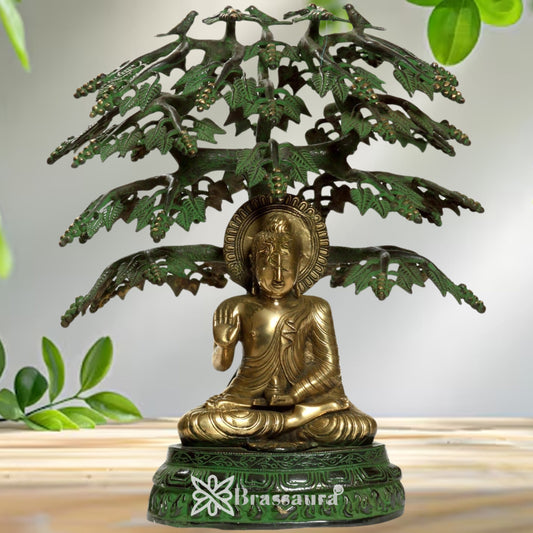 Brass Artistic tree Buddha Weight 17 Kg & Height 21 inch