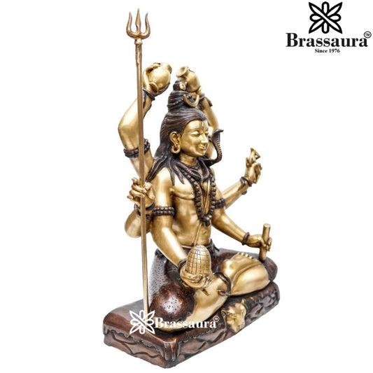 Brassaura™ Large Brass Lord Shiva Statue – Height 30 Inches & Weight 46 Kgs | Devotional Idol Online