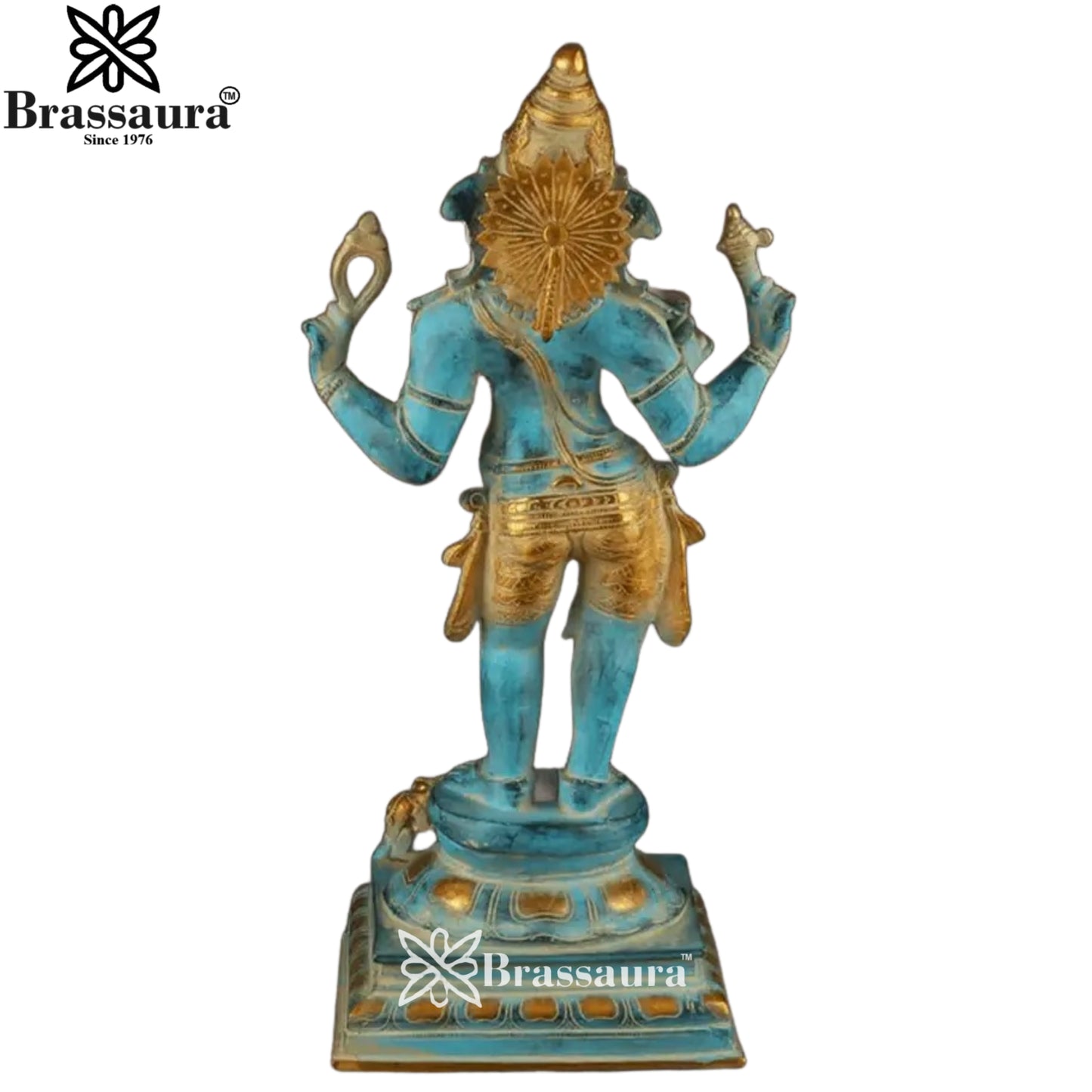 Brass Azure Blue Ganesha Statue Weight 10.7 Kg & Height 19.5 Inch