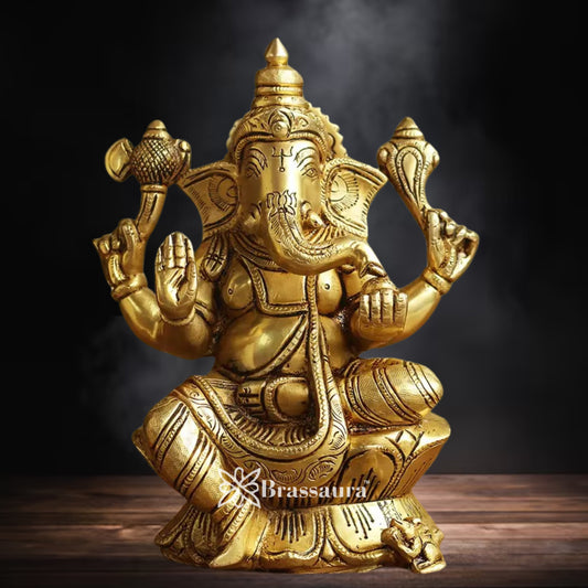 Brass Ganesha Statue Weight 2 Kg And Height 8 Inch