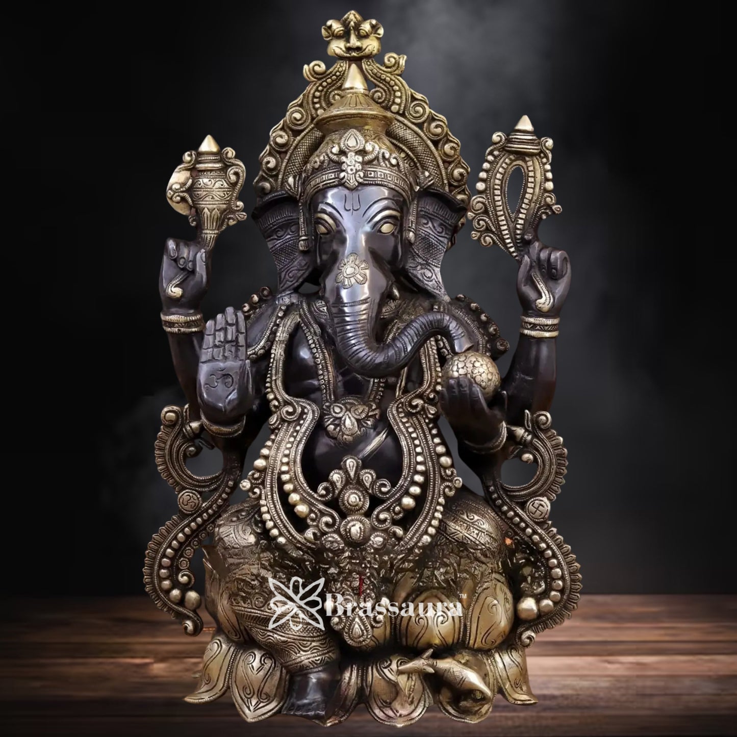 Brass Jewellery Ganesha Statue Weight 20.5 Kg & Height 21 Inch