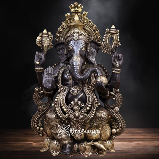 Brass Jewellery Ganesha Statue Weight 20.5 Kg & Height 21 Inch