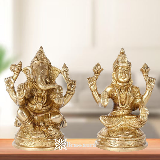 Brass Classic Lakshmi Ganesh Weight 1.5 kg & Height 4 Inch