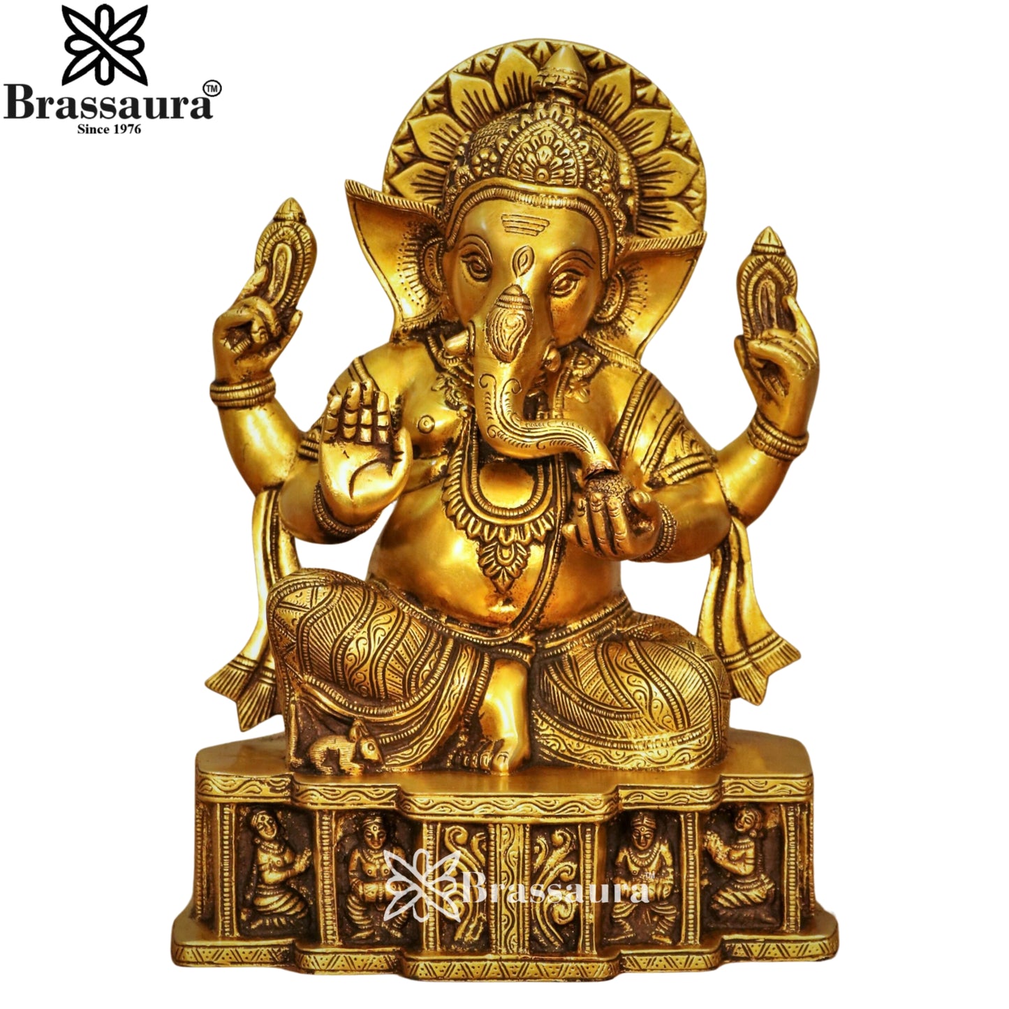 Brass Ganesha Statue Weight 7.1 Kg & Height 12.5 Inch