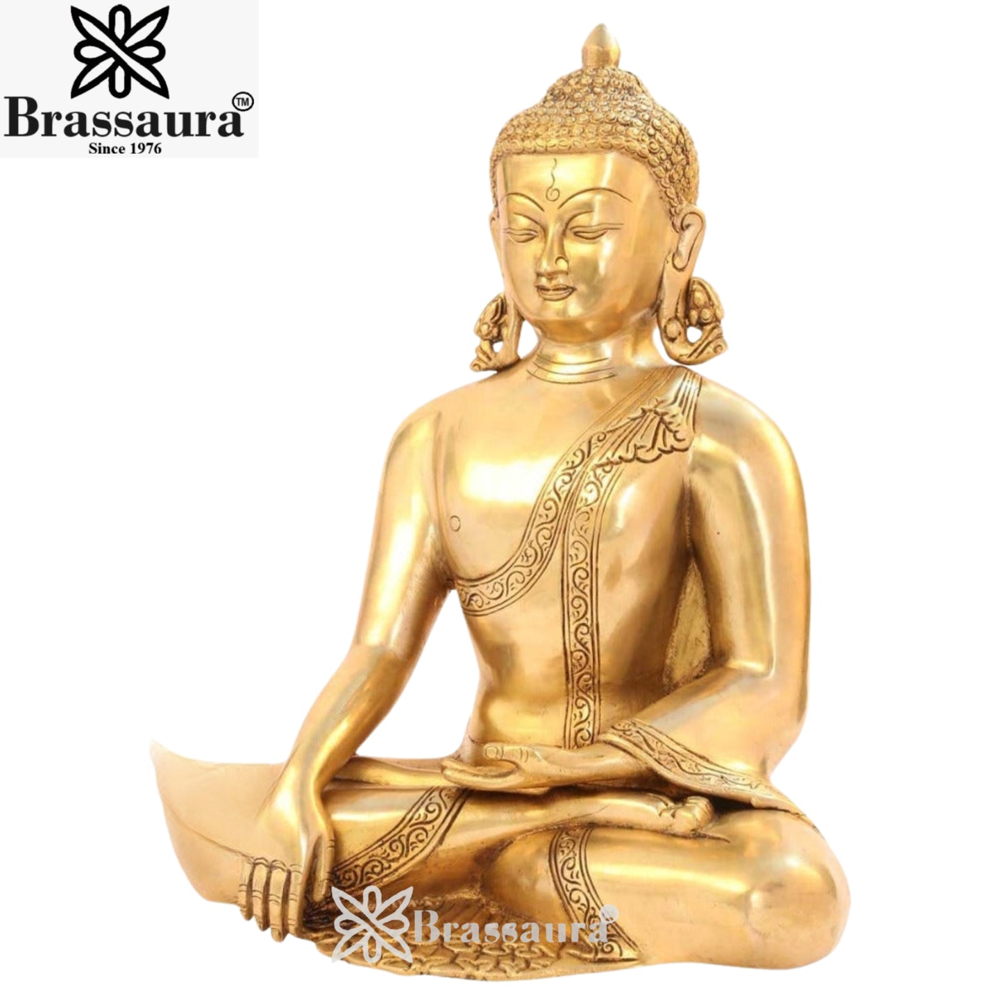 Brass Vintage Royal Golden Buddha Weight 6 Kg & Height 13 inch