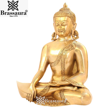 Brass Vintage Royal Golden Buddha Weight 6 Kg & Height 13 inch
