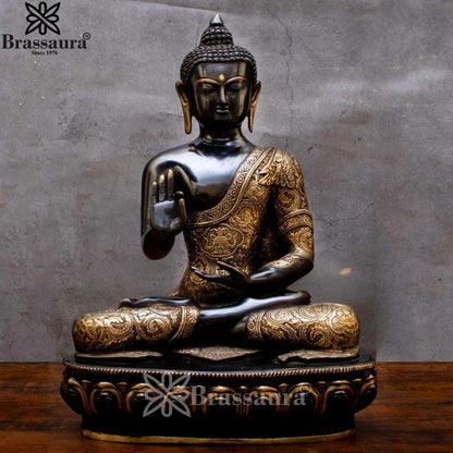 Brass Blessing Buddha Weight 23 kg & Height 22.5 Inch