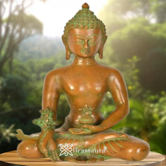 Brass Bhumisprasa Buddha Weight 2.5 kg & Height 9 Inch