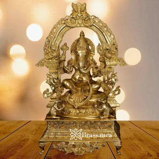 Brass Ring Ganesha Statue Weight 30 Kg & Height 28 Inch