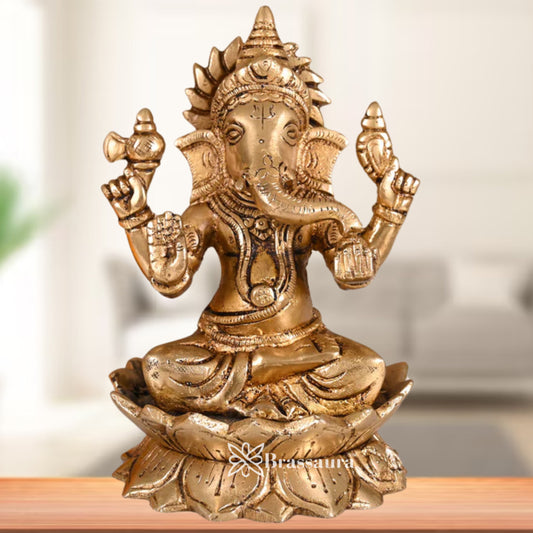 Brass Ganesha Statue Weight 2 Kg & Height 6 Inch