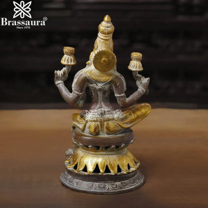 Brassaura™ Artistic Brass Laxmi Idol – Height 12 Inches & Weight 4.3 Kgs | Home & Puja Décor