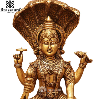 Brass Vishnu On Sheshnaag Statue Weight 7.7 Kg And Height 12.5 Inch