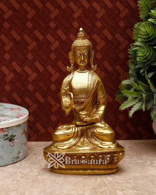 Brass Blessing Buddha Weight 0.95 kg & Height 6.25 Inch