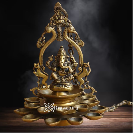 Brass Ganesha Statue Weight 3.7 Kg And Height 11.5 Inch