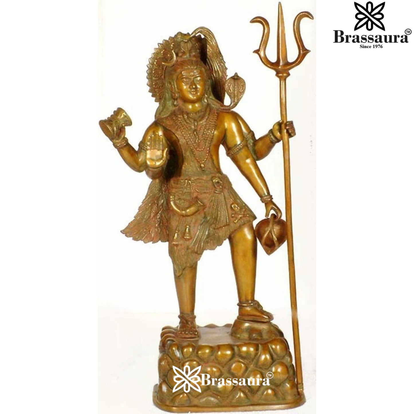 Brassaura™ Decorative Brass Shiva Statue – Height 27 Inches & Weight 20 Kgs | Spiritual Idol for Home Décor